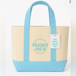 NWT- Mini Pastel Canvas Tote Bag - Cream & Light Blue